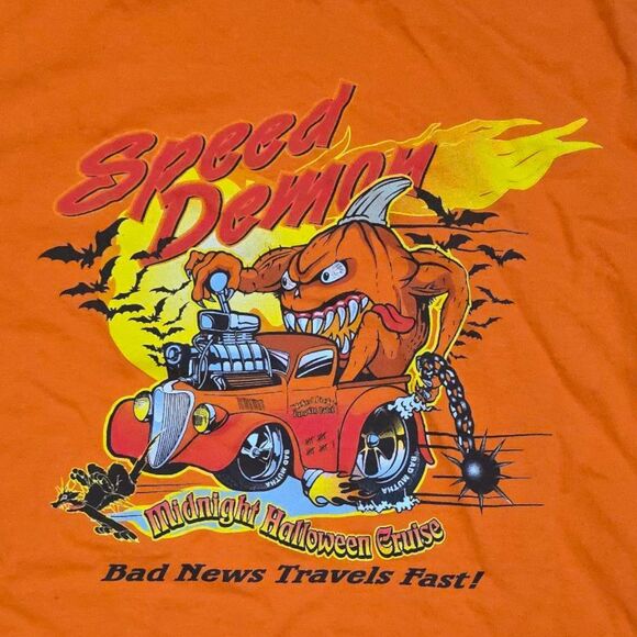 Vintage Rockabilly Speed Demon Shirt XL Bad News Travels Fast - Picture 2 of 5